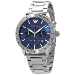 שעון כסף בשילוב כחול Emporio Armani